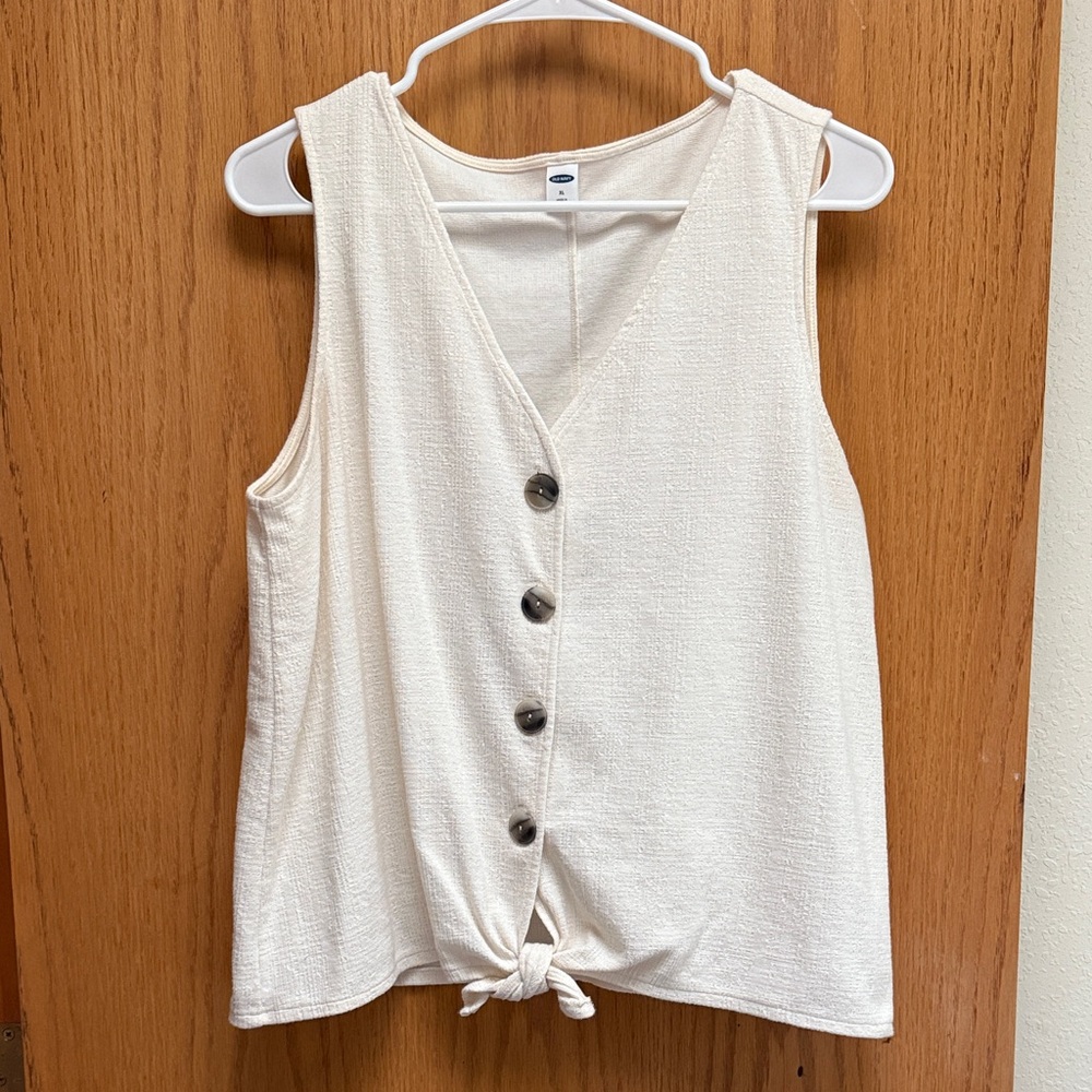 Old Navy Ivory Button-Down Tank Top